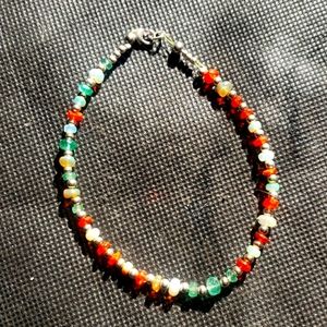 Ethiopian fire 🔥 opal ,emerald and orange opal 925 sterling silver bracelet.